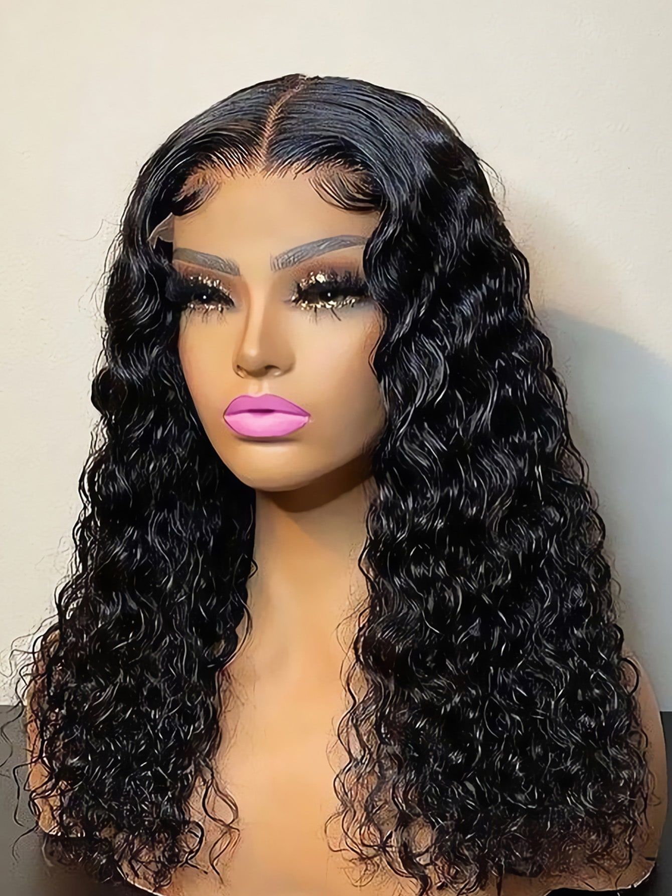 Deep Wave Human Hair Full Lace Frontal Wig Thick Ends