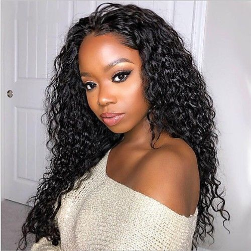 Deep Wave Human Hair Full Lace Frontal Wig Thick Ends