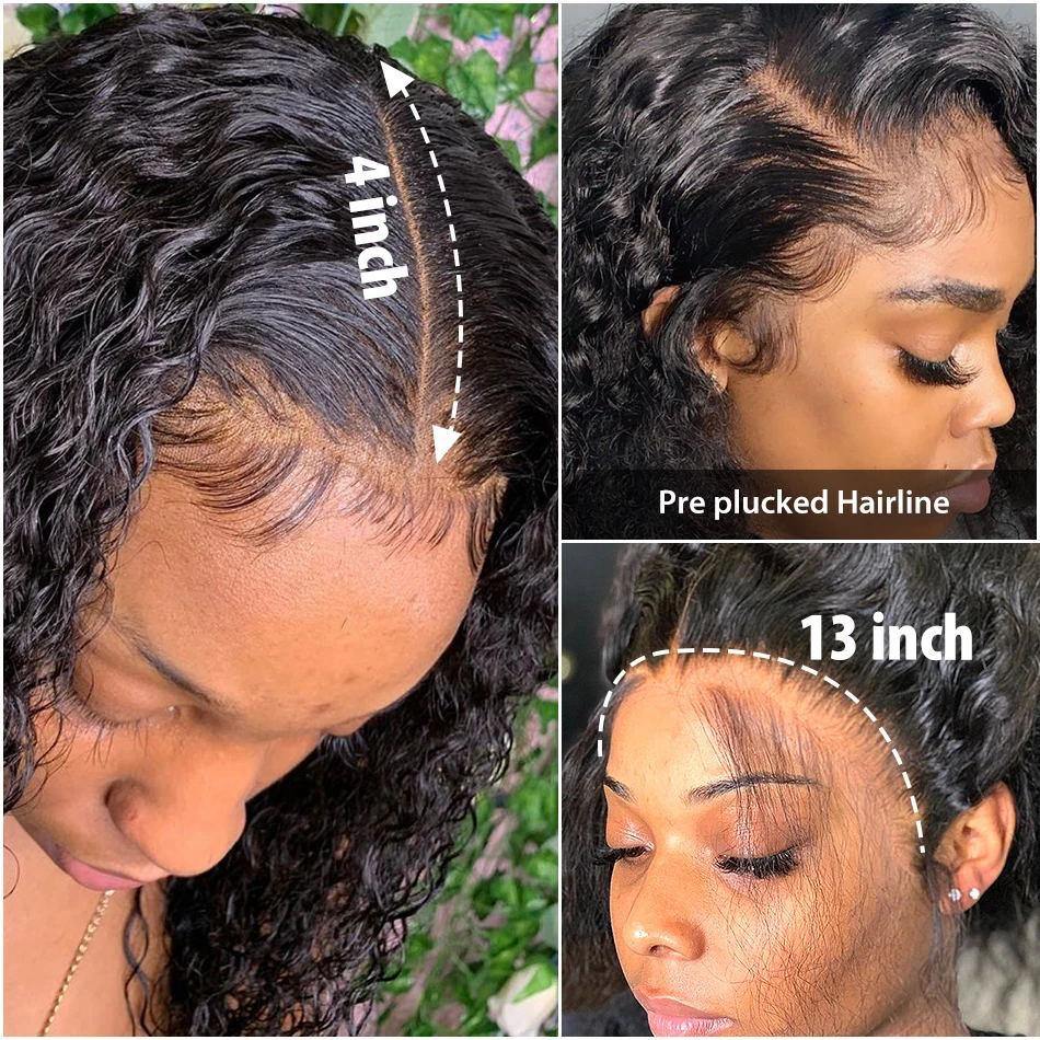 Afro Kinky Curly Human Hair Lace Front Wig Human Hair Pre Plucked