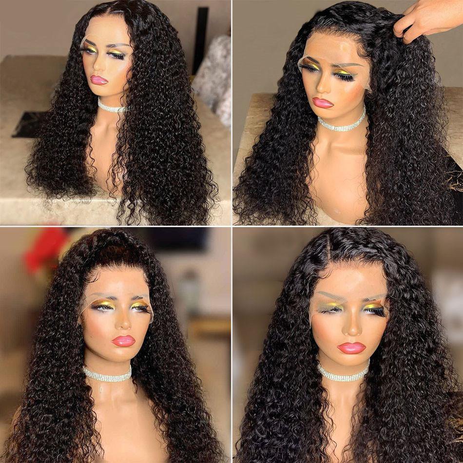 Afro Kinky Curly Human Hair Lace Front Wig Human Hair Pre Plucked